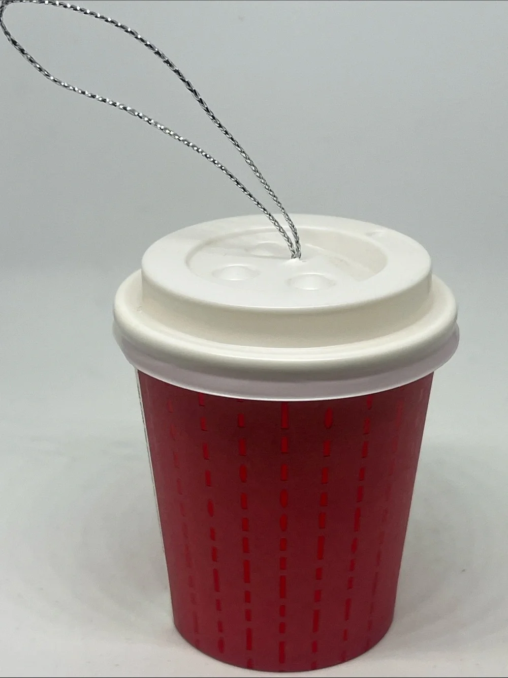 Starbucks Red Mini Coffee Cup Ornament with White Lid and Green Logo